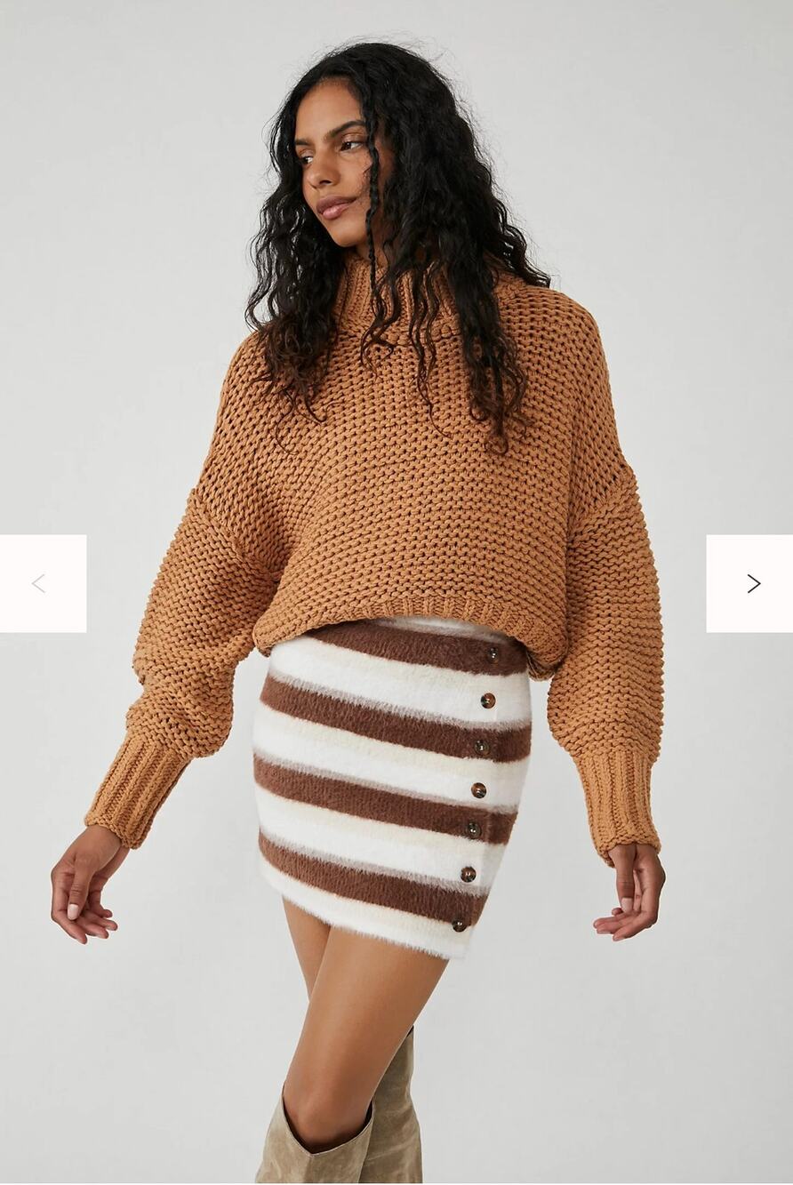 Free People Ciara Sweater Mini Skirt Size XS Boho Fall Striped Cozy Skirt